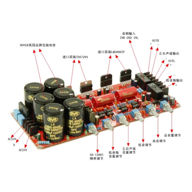 Hifi Amplifier Board - TDA7294 LM3886 บอร์ดแอมพลิฟายเออร์กำลังสูงระดับไฮเอนด์ 2.1 แชนแนล สำหรับซับวูฟเฟอร์