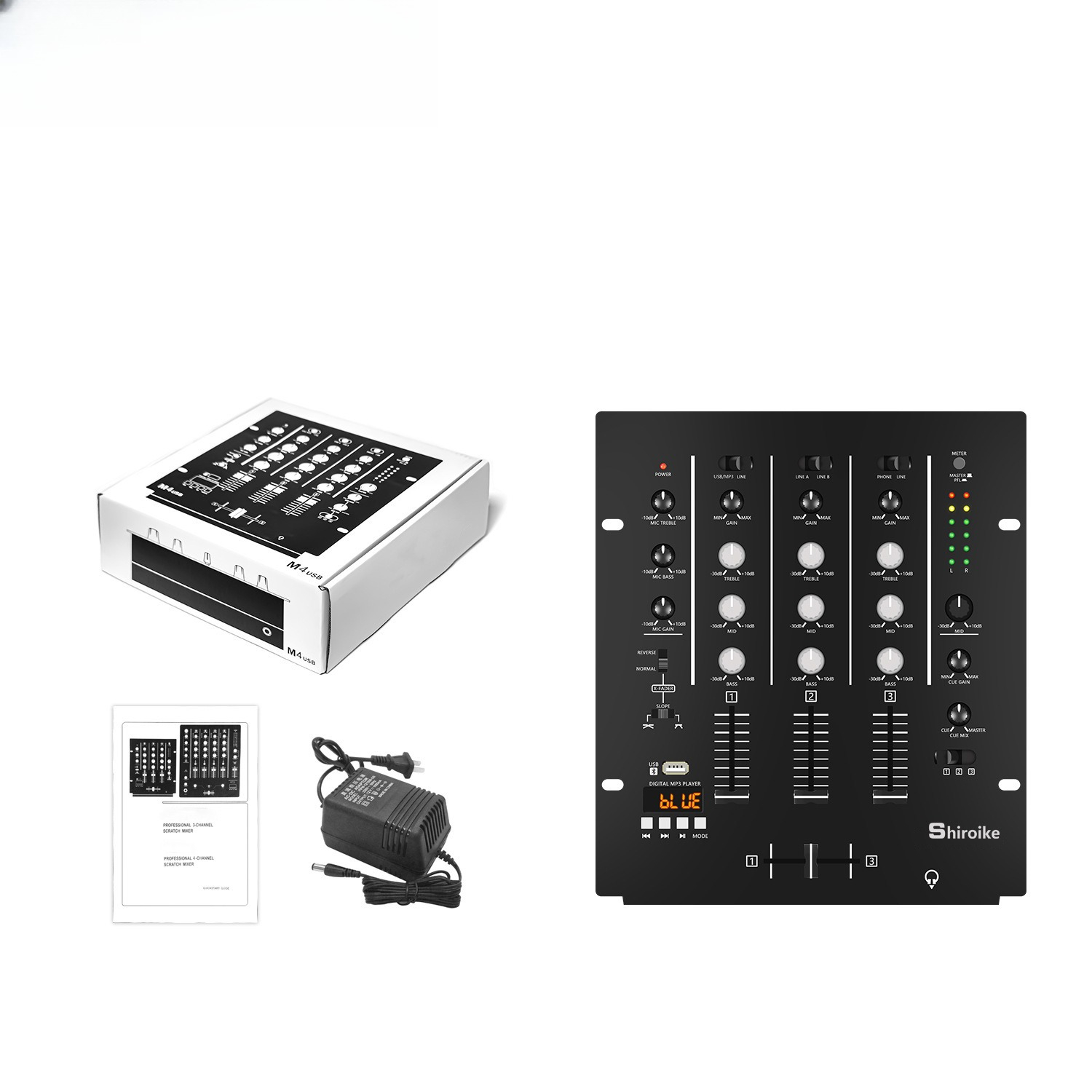 Audio Interface - มิกเซอร์ดีเจ 4 แชนแนล, คอนโซลมิกซ์เสียงสำหรับเวที KTV ระดับมืออาชีพ,