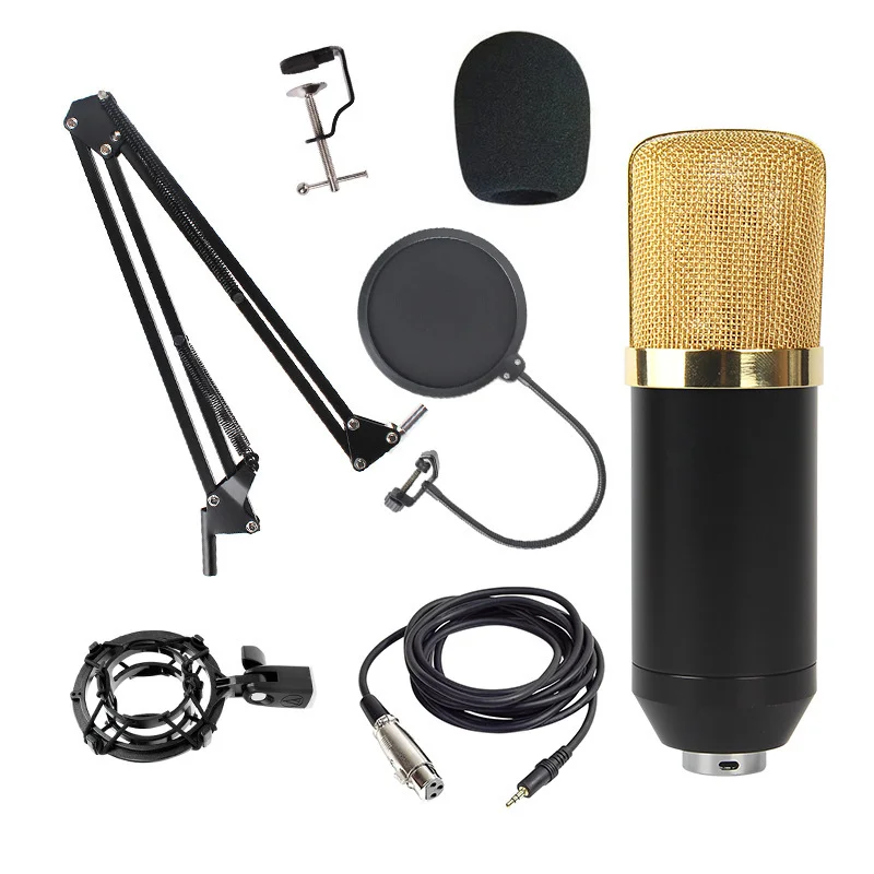 Condenser Microphone Kit - BM800 ชุดไมโครโฟนคอนเดนเซอร์,สตรีมมิ่งสด,PC คาราโอเกะ,บันทึกเสียง,ชุดขาตั้ง,ขายร้อน,การค้าต่างประเทศ