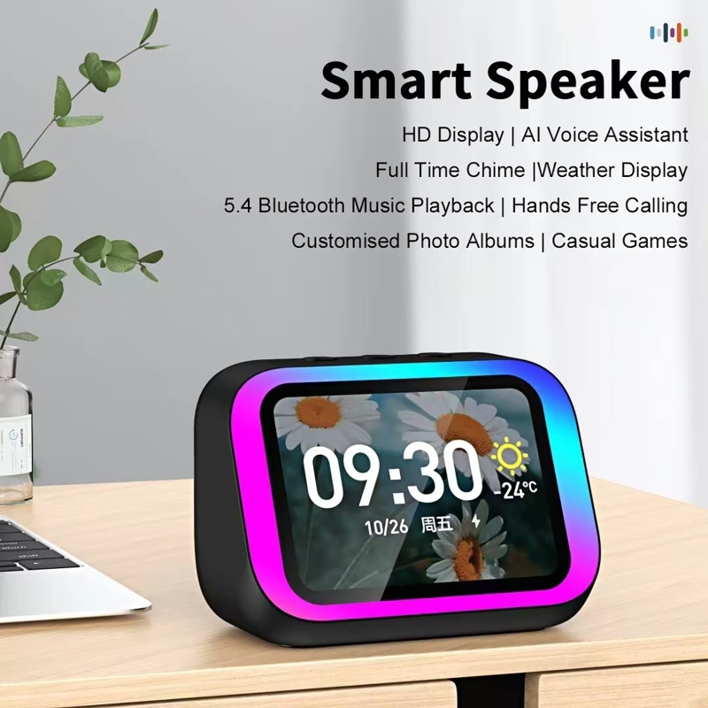Woofer - ลำโพงบลูทูธพร้อมผู้ช่วยเสียง AI ไฟ RGB นาฬิกาปลุก หน้าจอ