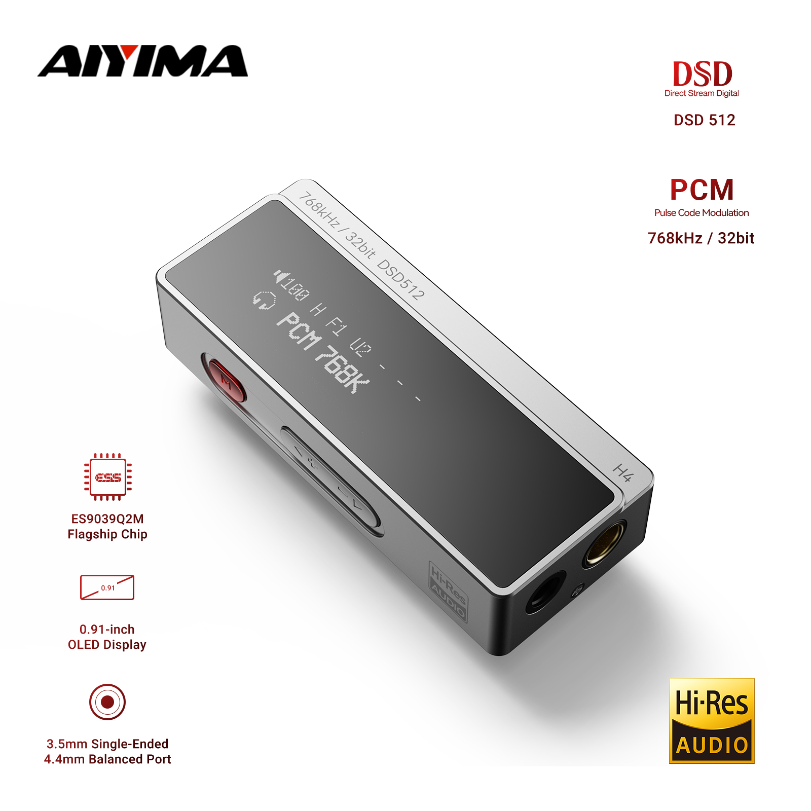 Es9018 Dac - AIYIMA H4 HIFI แบบพกพาเครื่องขยายเสียงหูฟัง USB DAC
