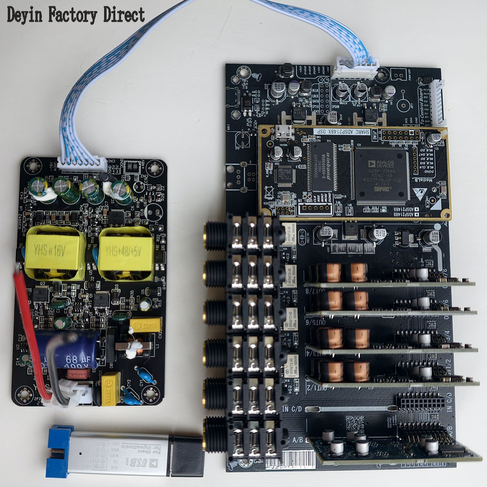 Hifi Amplifier Board - ตัวแบ่งความถี่อิเล็กทรอนิกส์ DSP ADI SHARC ADSP-21489 สำหรับการพัฒนา