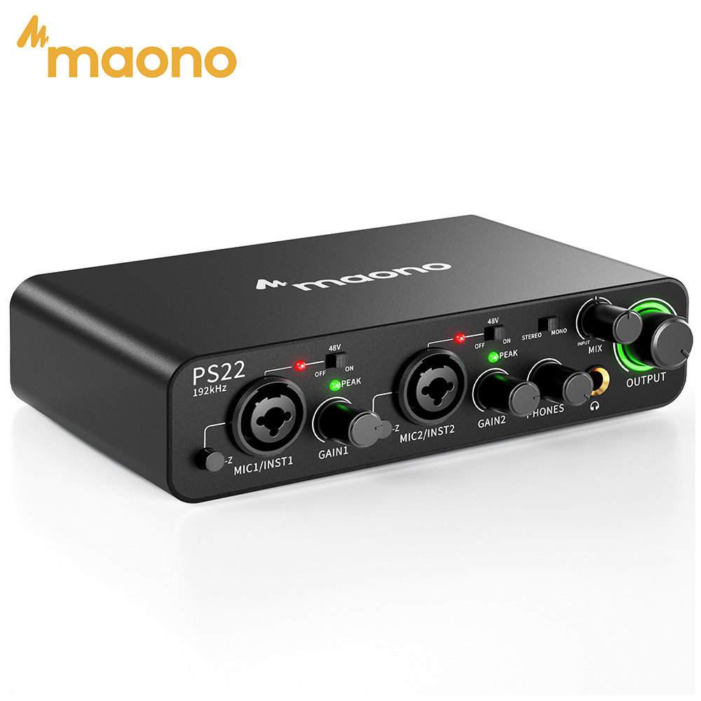 Condenser Microphone Kit - MAONO-PS22 อินเทอร์เฟซเสียง USB สำหรับพีซี, 60dB Pro-Preamp,