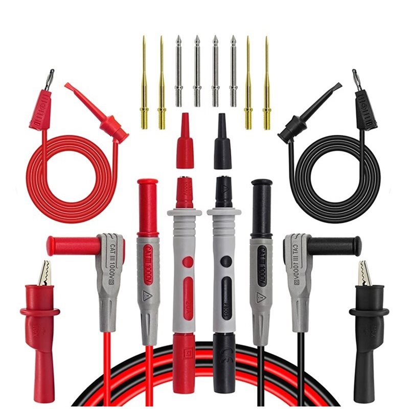 Banana Plug - ชุดอุปกรณ์เปลี่ยนคลิปจระเข้ ABVG: สายทดสอบจากปลั๊กแบบกล้วยไปยังหัวทดสอบ, หัววัดมัลติมิเตอร์ และสายทดสอบสำหรับอุปกรณ์อิเล็กทรอนิกส์
