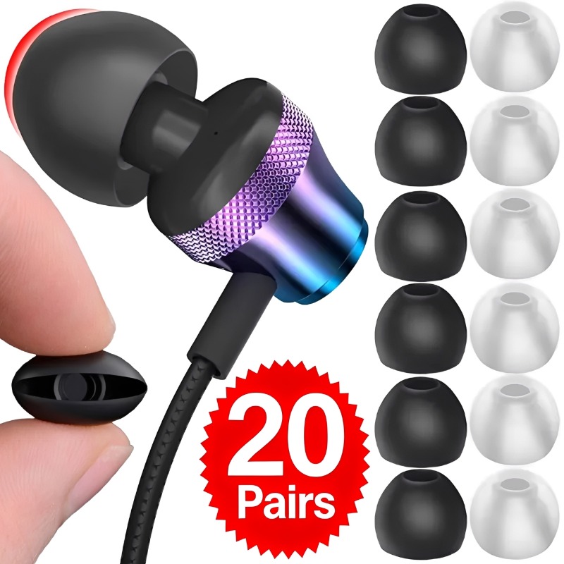 1-20 คู่ จุกหูฟังซิลิโคนนุ่มสำ - Headphone Parts บทวิจารณ์และราคา